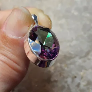 Colgante Plata 925 Topacio Místico Ovalado