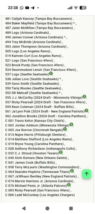Cromos NFL 2024 Panini