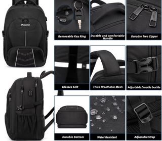 MOCHILA PUSLOM NEGRA IMPERMEABLE CON USB