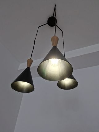 Lámpara Colgante Triple Metal y Madera