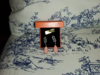 Pendientes Plata Coral y Zirconitas