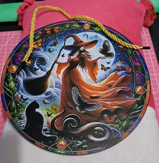 Adorno atrapasol colgante bruja gato