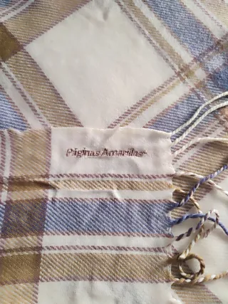 Bufanda o manta Cuadros Azul Blanco