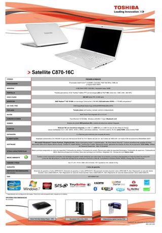 Portatile Toshiba Satellite 17'' Bianco