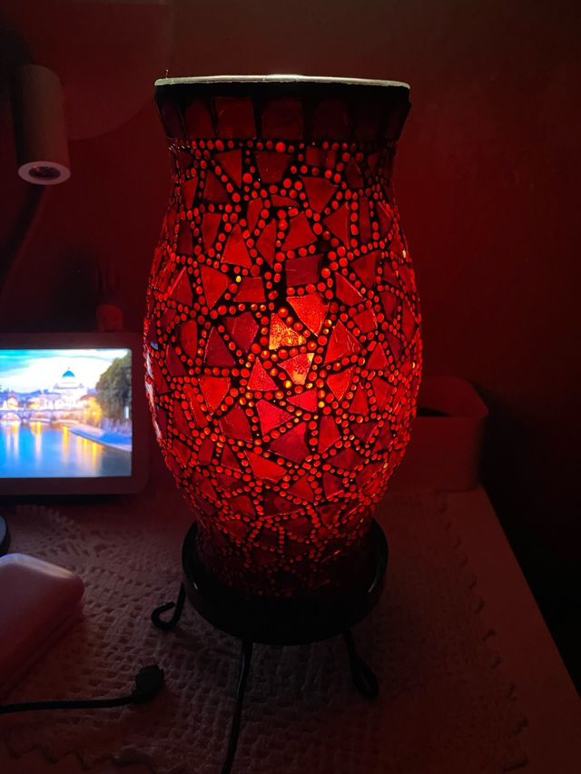 Lámpara Mosaico Cristal Rojo