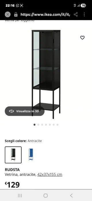 Vetrina RUDSTA IKEA Vetro Nero