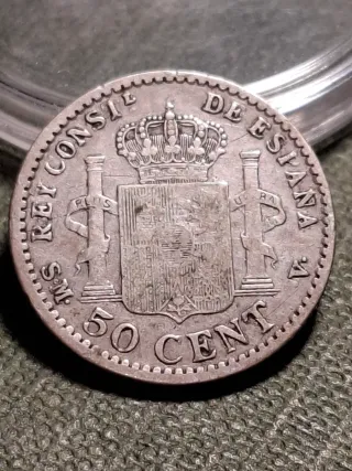 Moneda 50 céntimos Alfonso XIII 1900 Plata