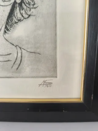 Antiguo grabado original prueba de autor 1977