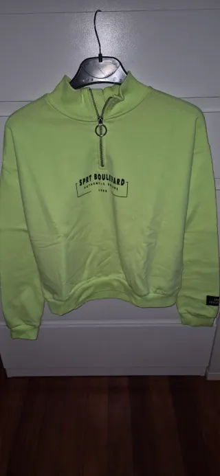 Sudadera verde fosforito con cremallera