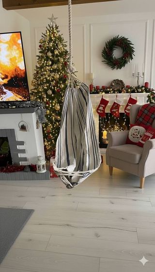 Hamaca Hampton Algodón Rayas Beige/Azul