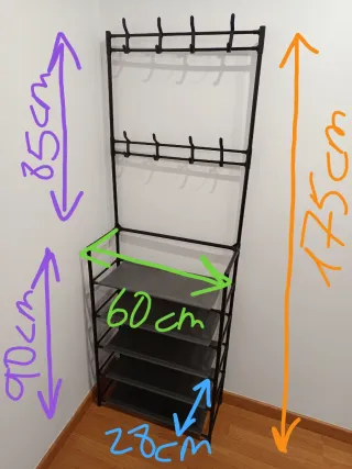 Organizador Perchero Zapatero Negro Gris