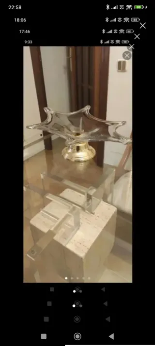 Centro de Mesa Vintage Cristal y Metal Dorado