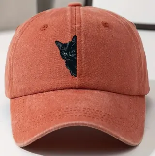 Berretto vintage con gatto nero