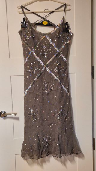 Vestido fiesta lentejuelas gris
