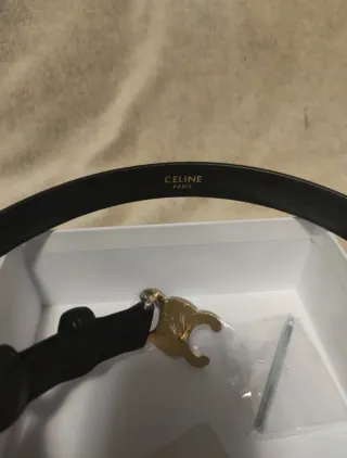 Cintura Celine 85cm Nera Fibbia Oro