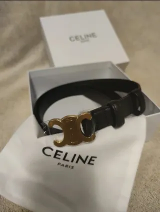 Cintura Celine 85cm Nera Fibbia Oro