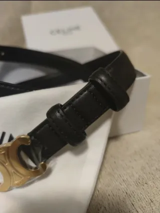 Cintura Celine 85cm Nera Fibbia Oro