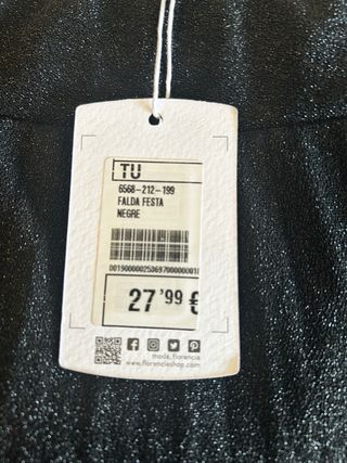 Falda Lurex Negra Plisada Talla Única sin estrenar