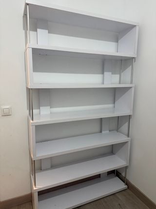 Estantería blanca 6 baldas madera y metal