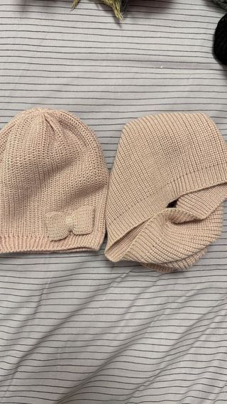 Gorro y bufanda braga niña rosa