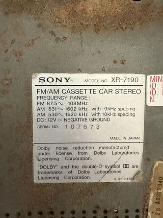 Autoradio Sony XR-7190 Cassetta Vintage
