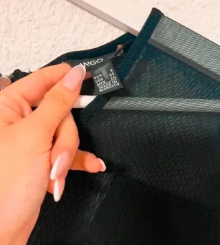 Vestido Mango Negro Transparencias Talla S