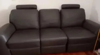 Sofá reclinable polipiel negro