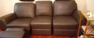 Sofá reclinable polipiel negro