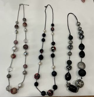 Lote 3 colgantes estilo asiático plata y negro