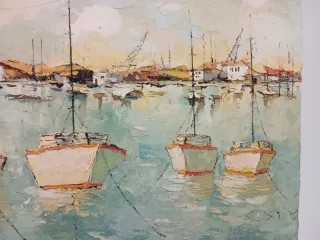 Cuadro vintage pueblo costero