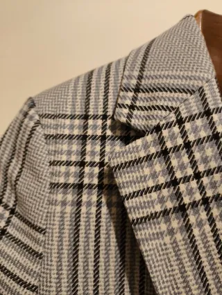 Blazer cuadros oversize gris y negro