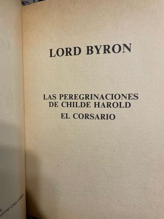 Lord Byron. Precioso libro con dos titulos(1983)