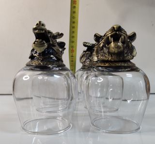 6 vasos de 100 ml con base metal animales místicos