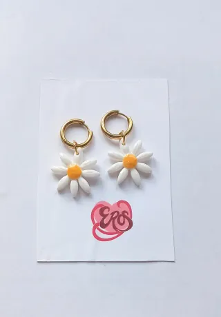 Pendientes Daisy Arcilla Polimérica Acero Inoxidab