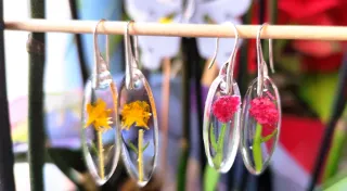 Pendientes artesanales flor natural