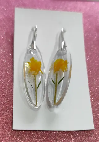 Pendientes artesanales flor natural