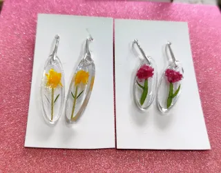 Pendientes artesanales flor natural