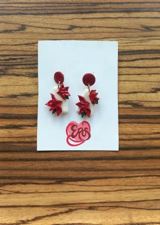 Pendientes arcilla polimérica poinsettia