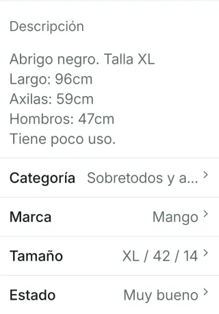 Abrigo negro Mango