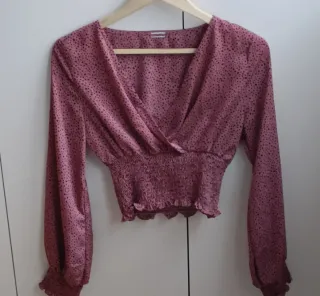 Blusa rosa estampada manga larga