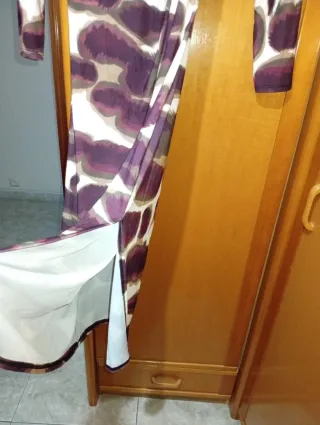 Vestido estampado beige y morado