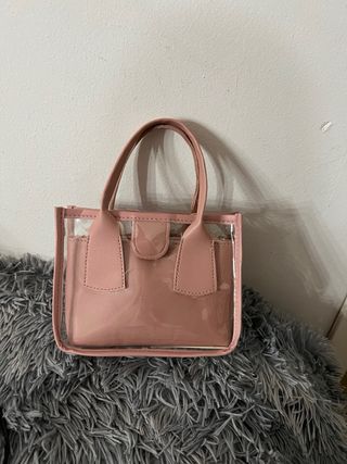 Lote Bolsos Marrón, Negro(pelo), Rosa y Negro liso