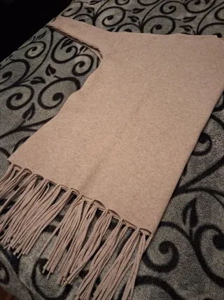 Jersey beige con flecos talla única