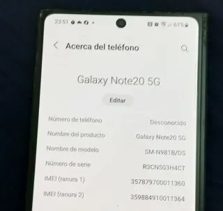 Telefono tipo Samsung Galaxy Note20 5G
