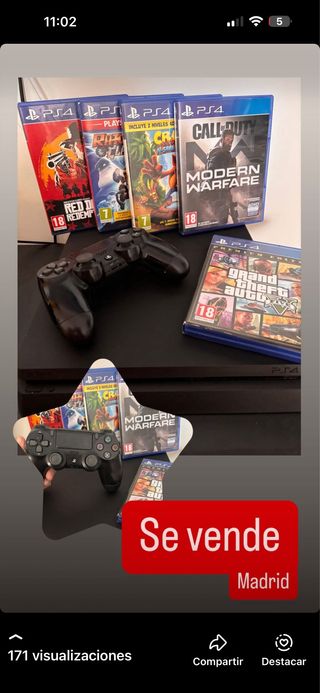 PS4 (PlayStation 4) Negra + Juegos