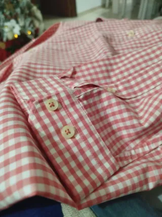 Camisa Zara cuadros rosa y blanca Talla L