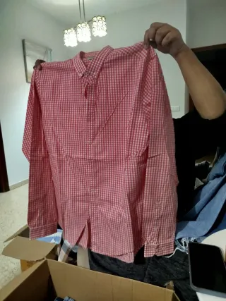 Camisa Zara cuadros rosa y blanca Talla L
