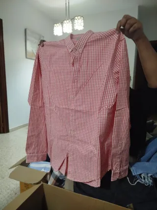 Camisa Zara cuadros rosa y blanca Talla L