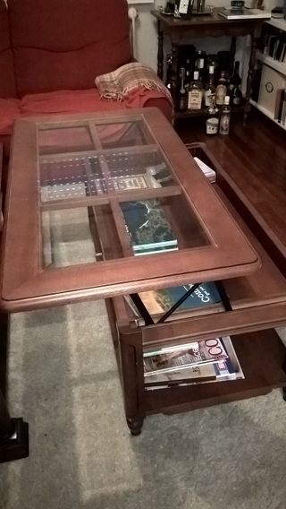 Mesa centro madera elevable cristal