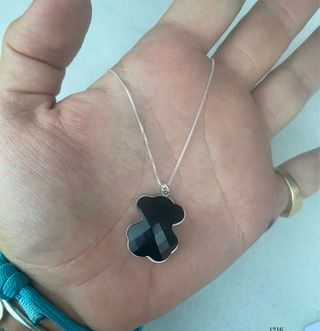 Colgante Oso Plata Ley Negro